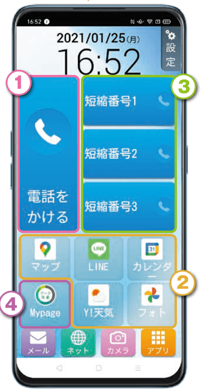 誰でも使いやすい かんたんホーム画面